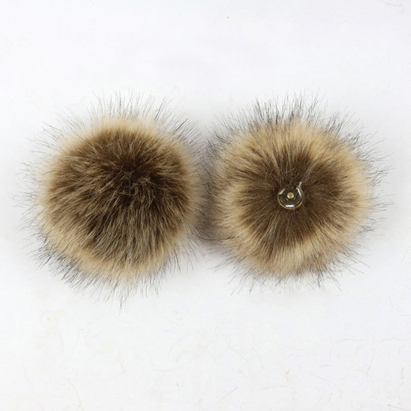 2pcs DIY Faux Fur Pom Pom with Press Button - Removable Fluffy Pompom