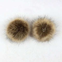 2pcs DIY Faux Fur Pom Pom with Press Button - Removable Fluffy Pompom