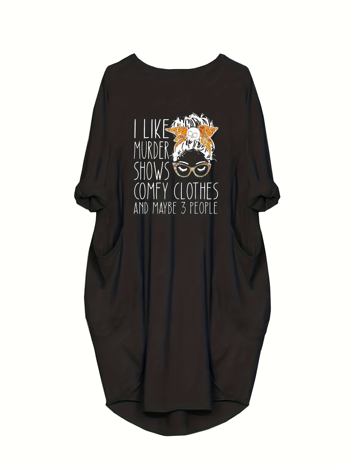  Women's Casual Cartoon Print Baggy Dress
