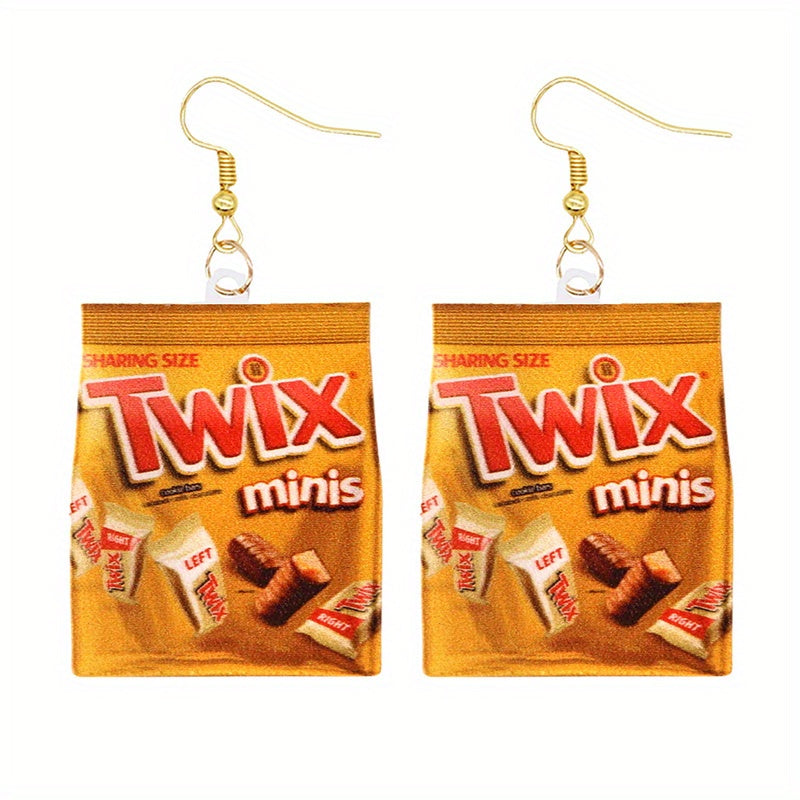 Funny Snack Bag Dangle Earrings Chip Candy Cookie Chocolate Bag Hip Hop Style