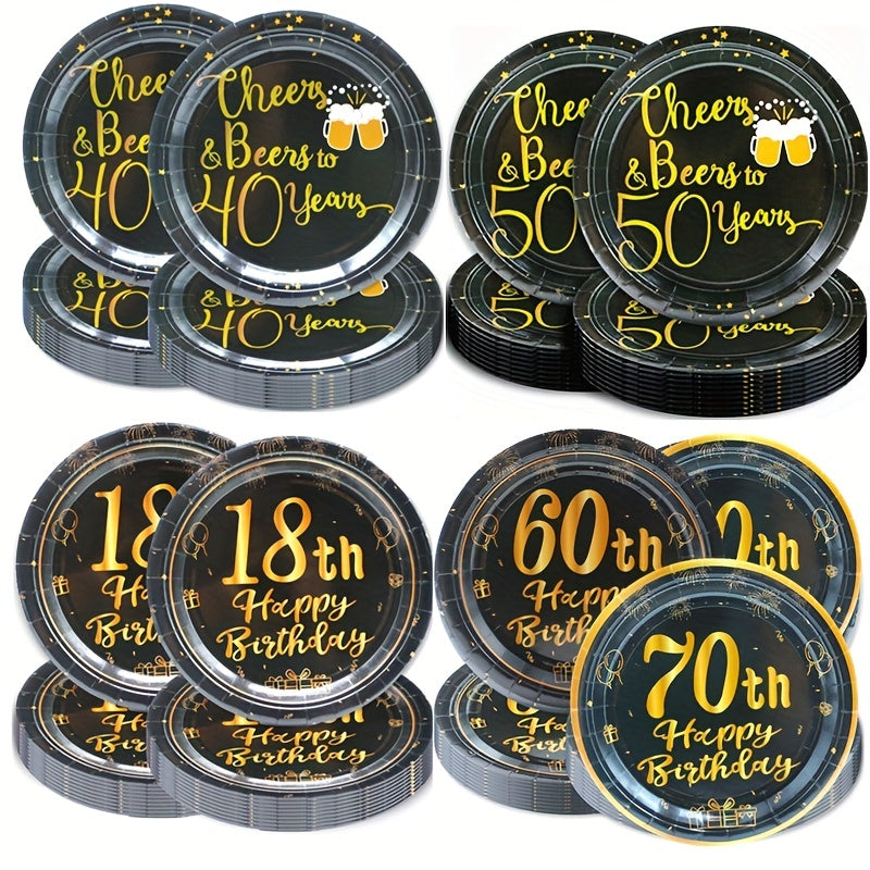 Golden Birthday Theme Party 10 Pcs Paper Dessert Plates Cheers To Tableware
