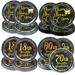 Golden Birthday Theme Party 10 Pcs Paper Dessert Plates Cheers To Tableware