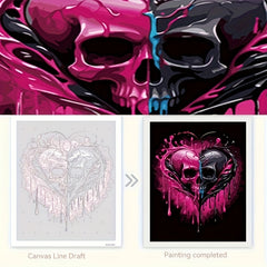 DIY Paint by Numbers Kit Heart Skull Ideal Gift for Home Wall Decor