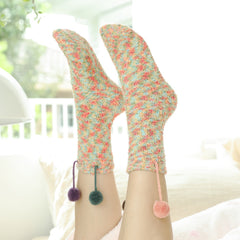 Warm Coral Thermal Crew Socks for Women