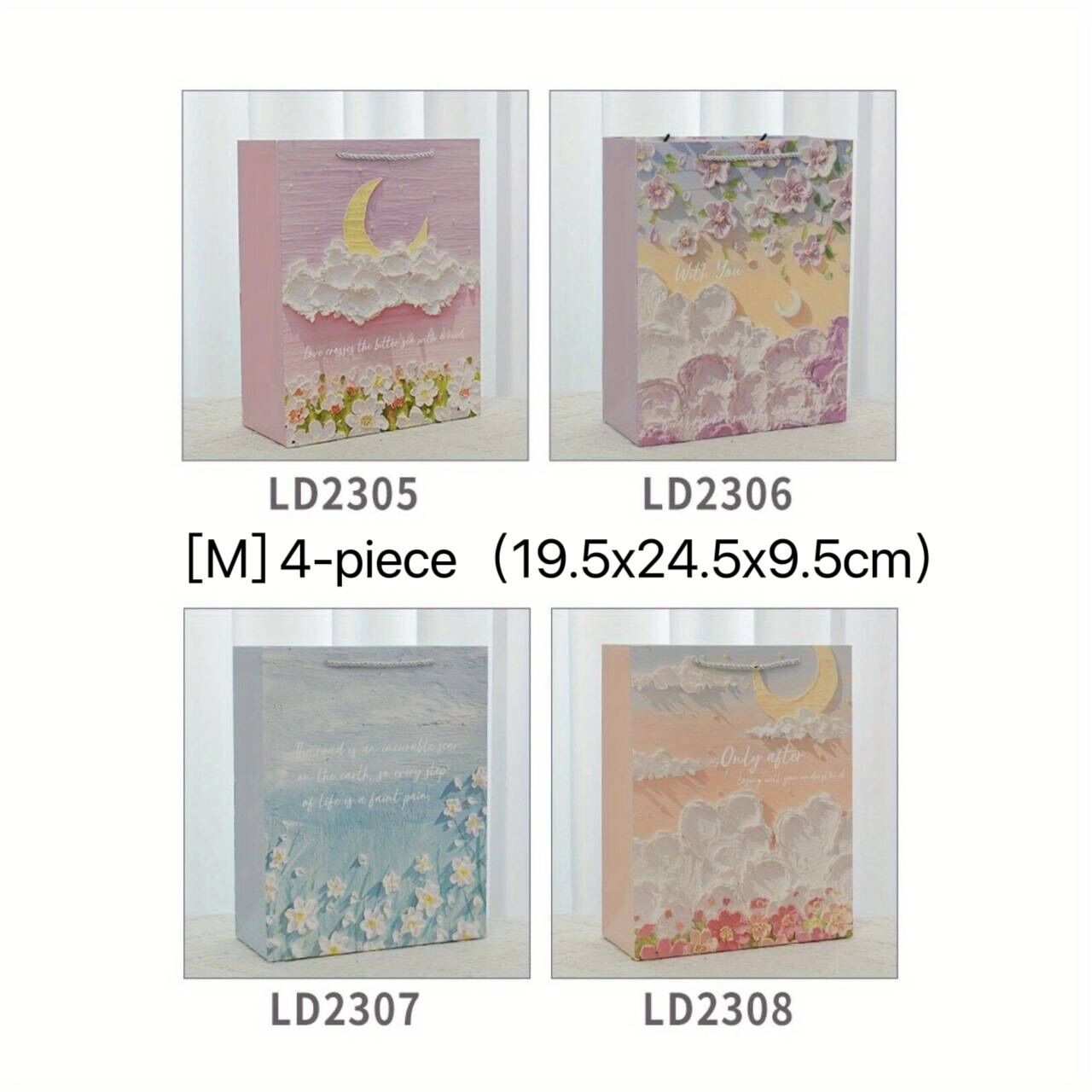 4pcs Oil Painting Tote Gift Bag Set Student Graduation Birthday DIY Gift Bag