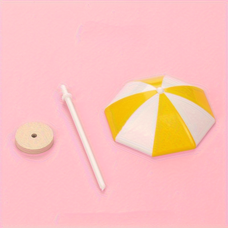 Mini Beach Umbrellas 1:12 Scale Yellow & Wooden Bases