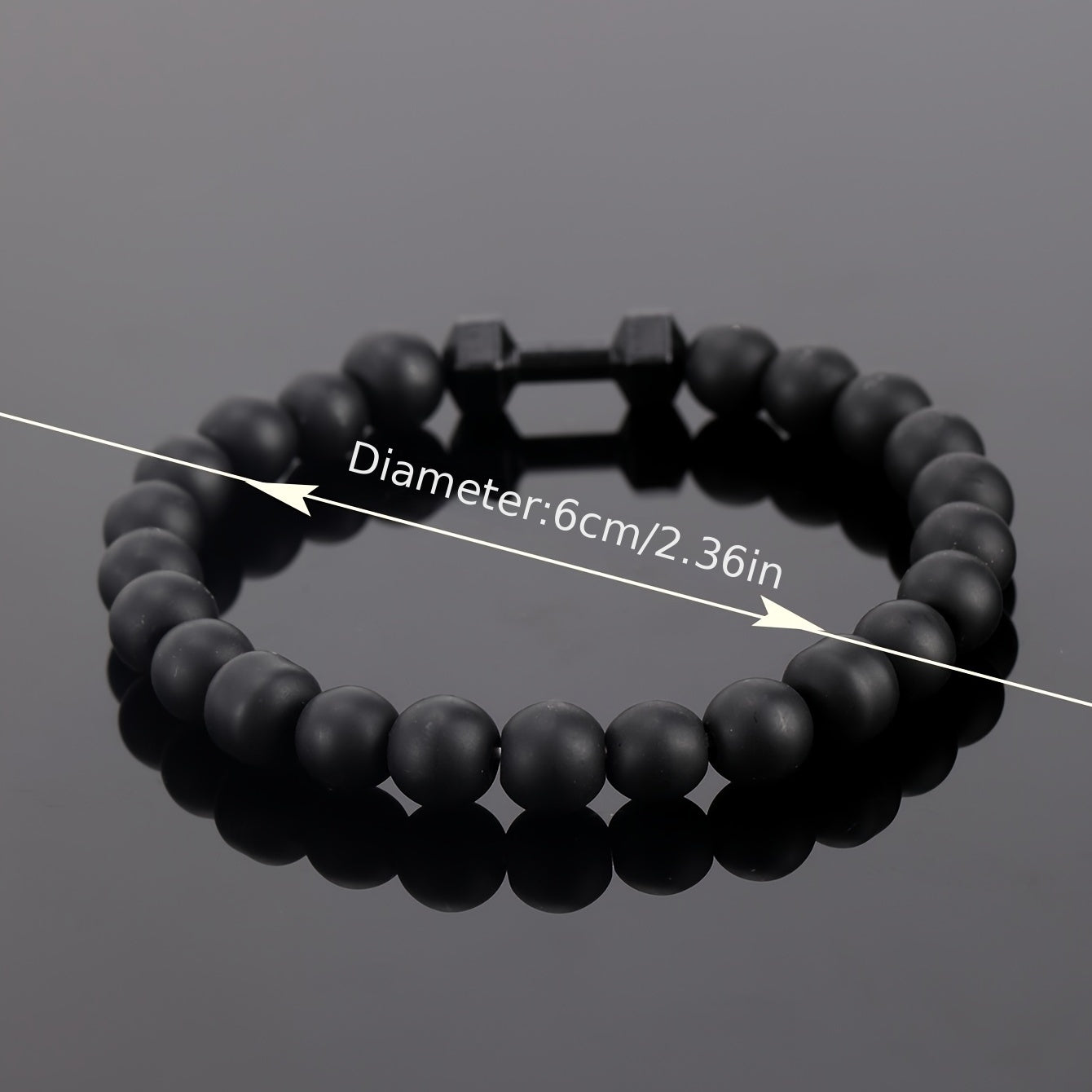 Frosted Bead Dumbbell Bracelet Men Fitness Style Gift