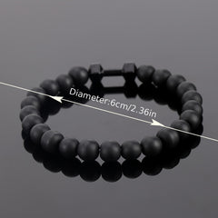Frosted Bead Dumbbell Bracelet Men Fitness Style Gift