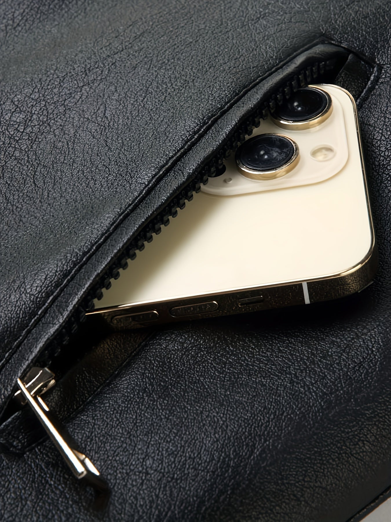 Men's PU Biker Jacket Zip Up Lapel Faux Leather Jacket