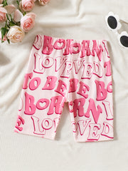 Toddler Girls LOVE Graphic Elastic Waist Biker Shorts