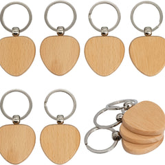 Heart Shaped Wooden Key Tag for Engraving - Pack of 3