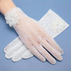 Breathable Lace Driving Cycling Gloves Full Finger Touch Screen Short Gloves