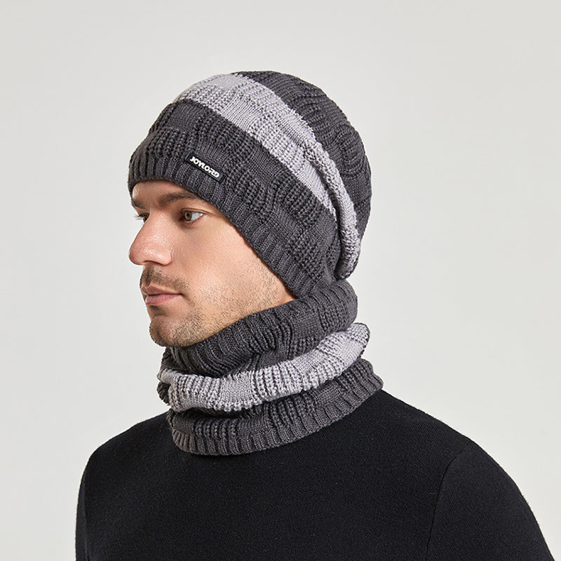 Knit Hat Scarf Set Winter Warm Earmuffs Women Men Gift