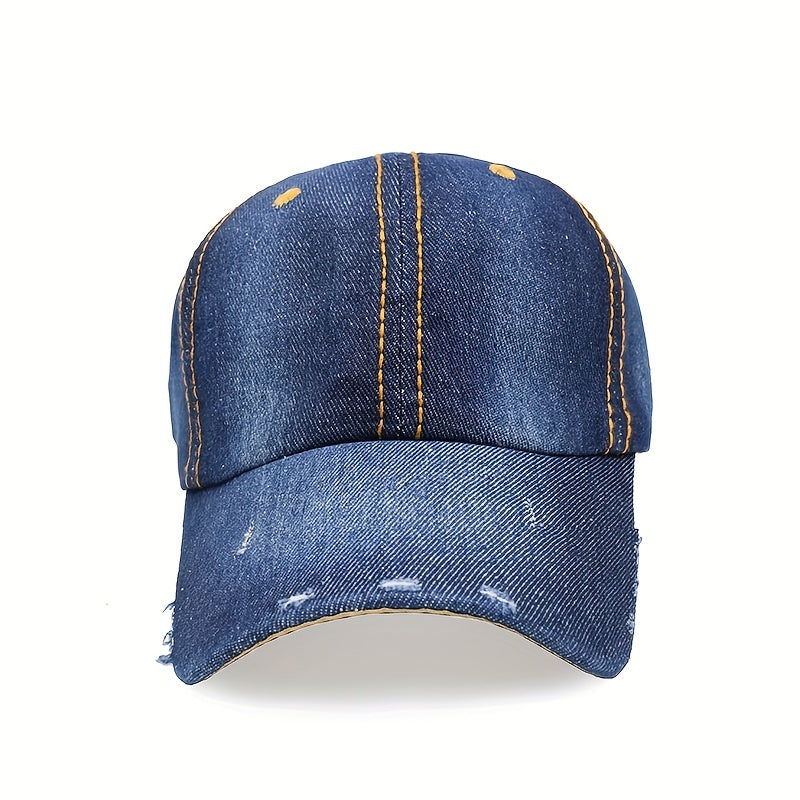 Distressed Denim Baseball Cap Hip Hop Unisex Dad Hat