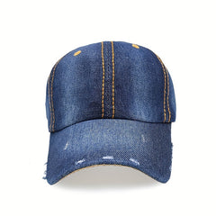 Distressed Denim Baseball Cap Hip Hop Unisex Dad Hat