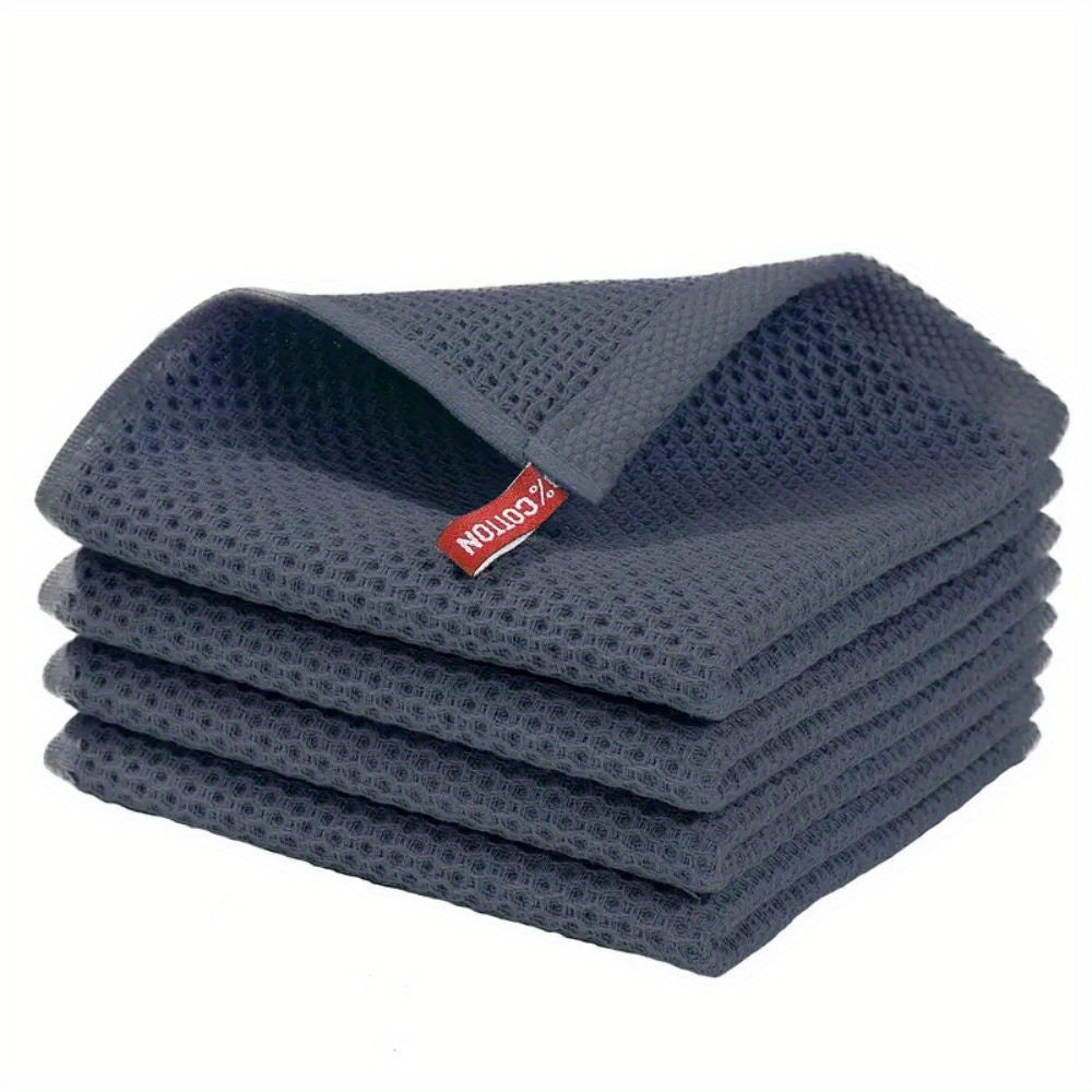 Soft Textured Dish Towels 6pcs Waffle Weave Dishcloths Deep Gray