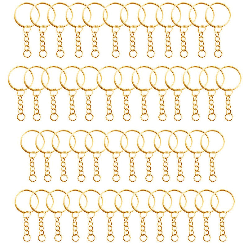 50pcs Single Ring Keychain Key Ring Golden Color