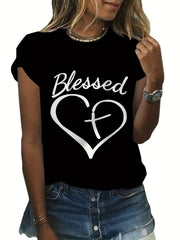 Letter Graphic Breathable Sports T-shirt Round Neck Slogan Workout Tee