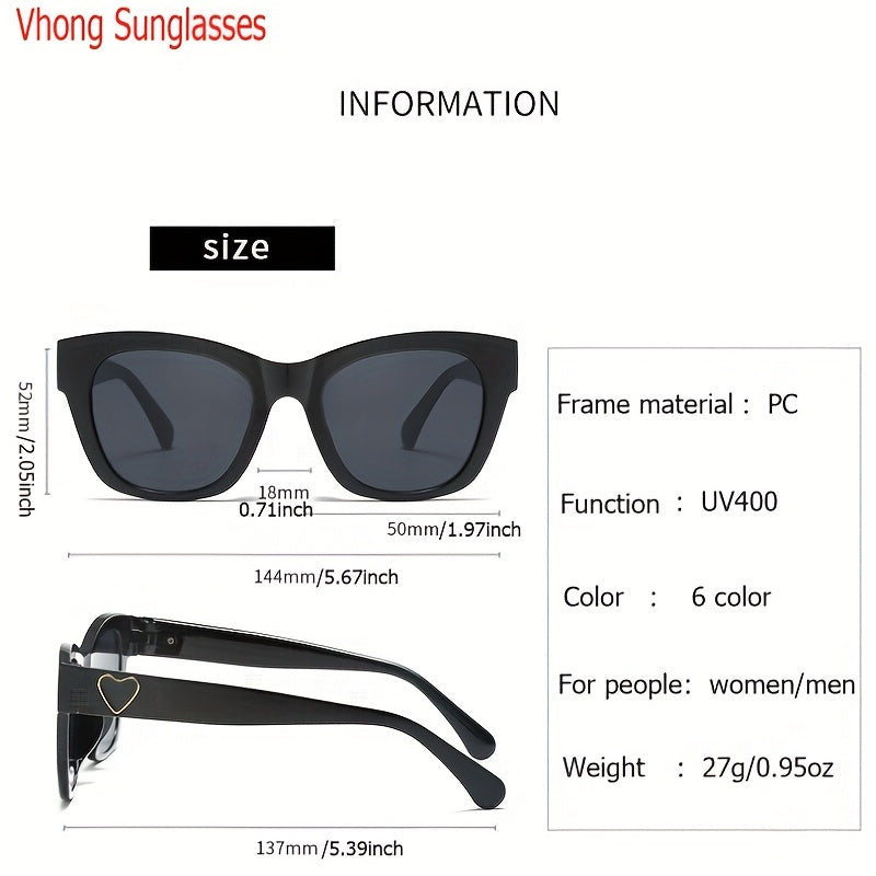 Heart Jelly Square Sunglasses UV400 Sun Shades Glasses