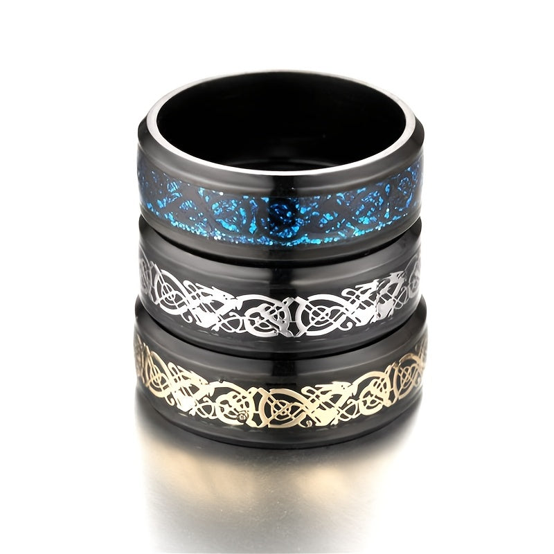Men's Steel Dragon Pattern Ring Retro Niche Men's Ring