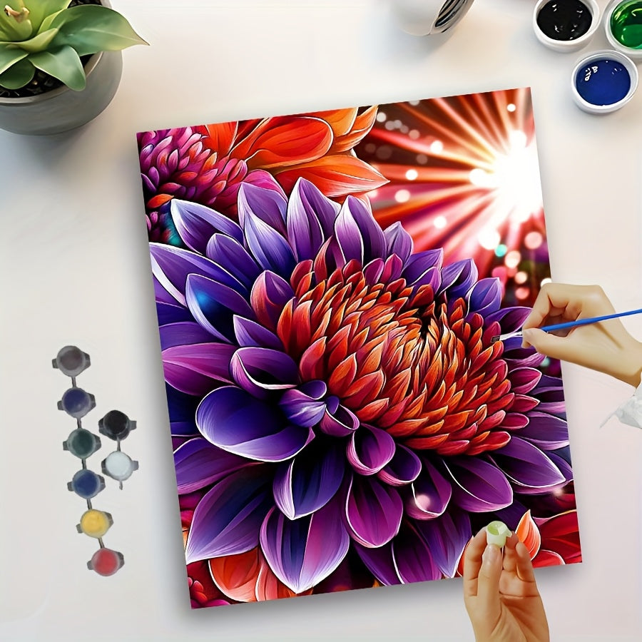 DIY Painting by Numbers Kit Purple Flowers for Beginners