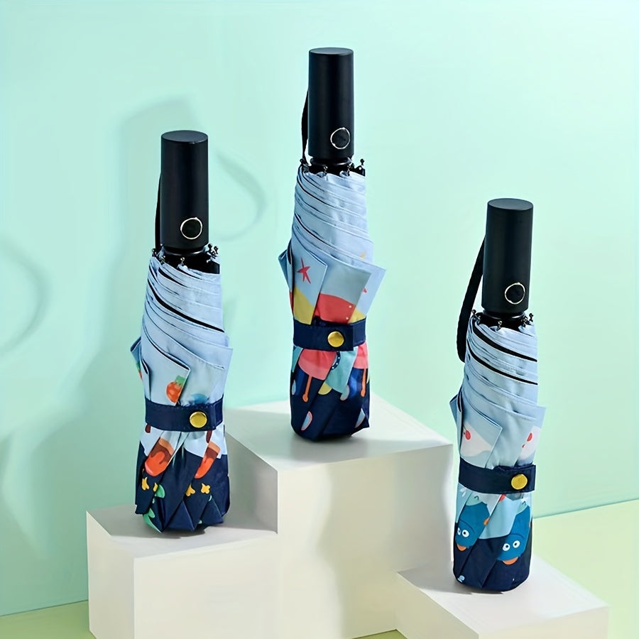 Kids Folding Umbrella Cartoon Print UV Protection Umbrella