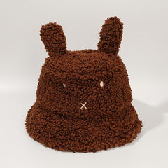 Cat Bucket Hat Lamb Woolen Fleece Winter Warm Fisherman Hat