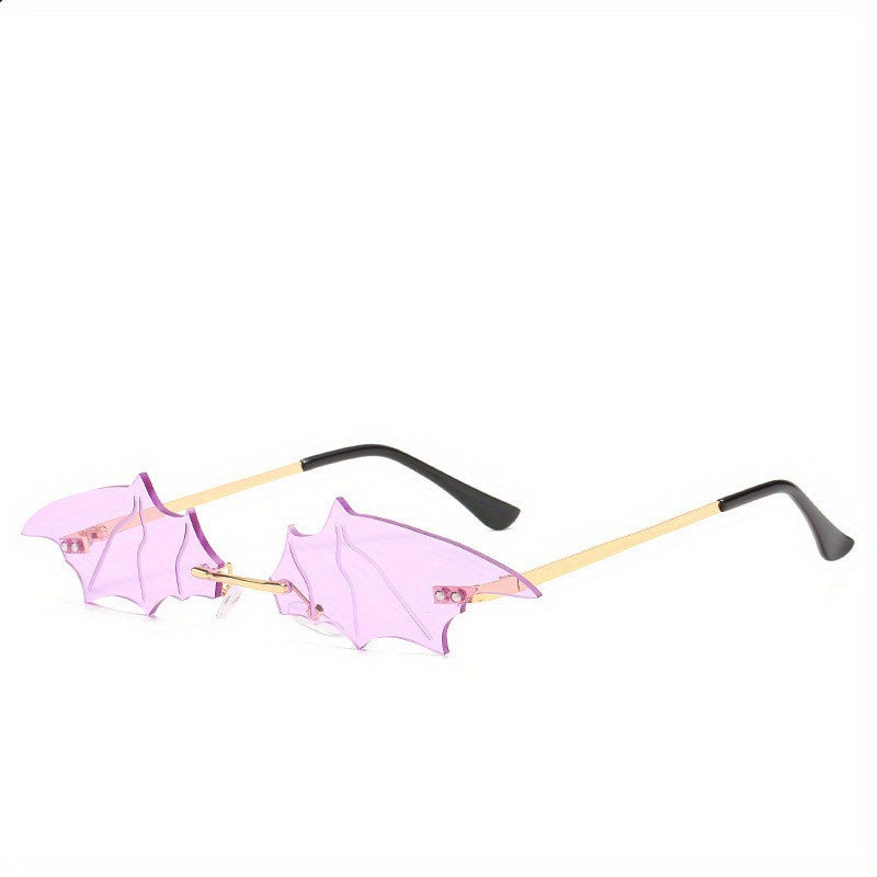 Y2K Bat Sunglasses Rimless Metal Eyeglasses Women Men