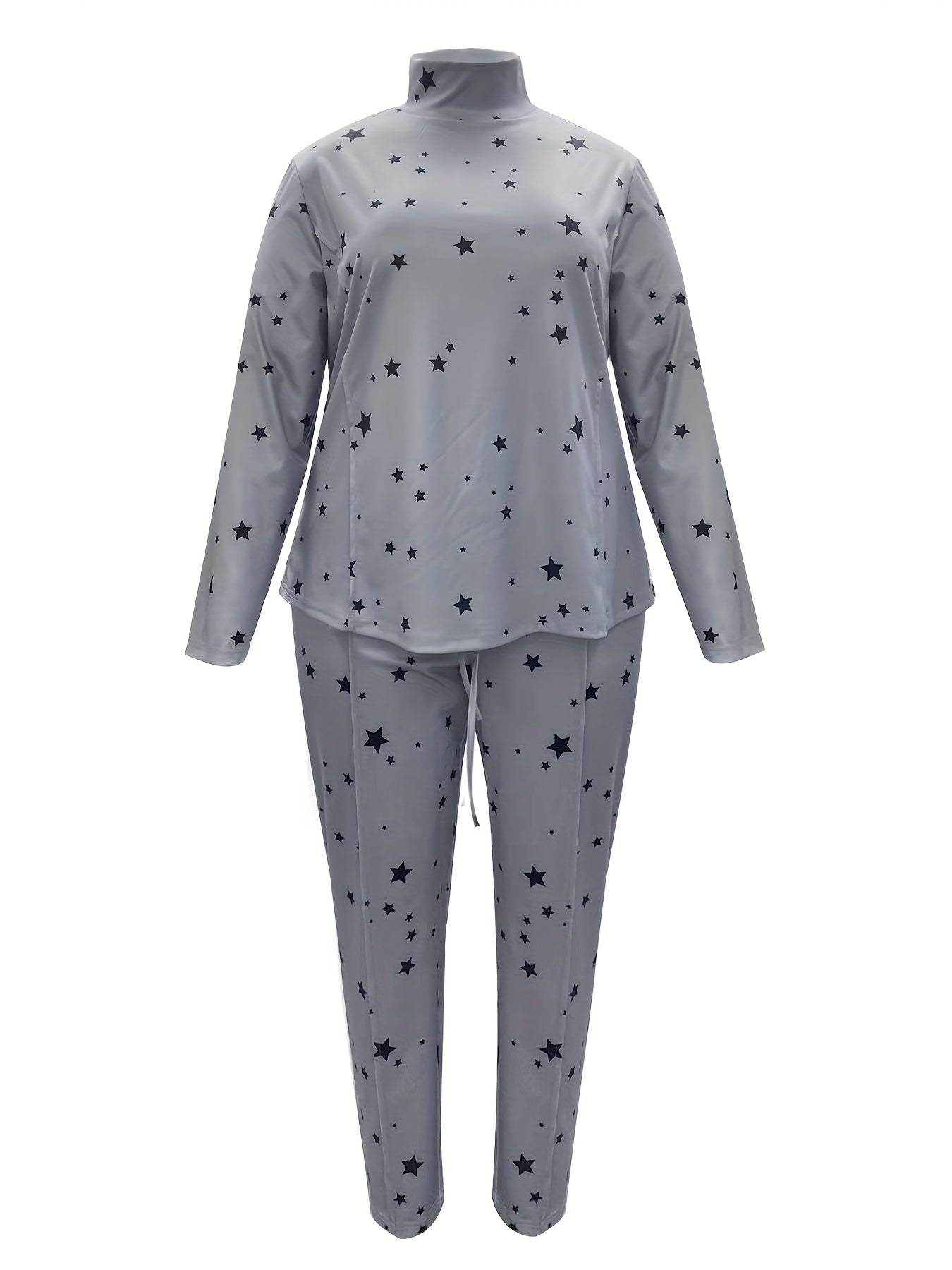  Star Print High Neck Top & Pants 2 Piece Set
