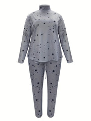 Star Print High Neck Top & Pants 2 Piece Set