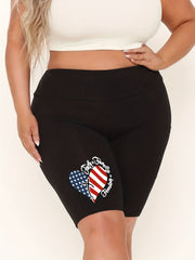 Women's Plus Graphic High Rise Fitness Shorts