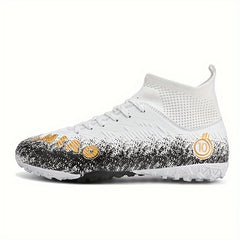 Boys' High Top TF Football Boots Anti-skid Breathable Soccer Cleats