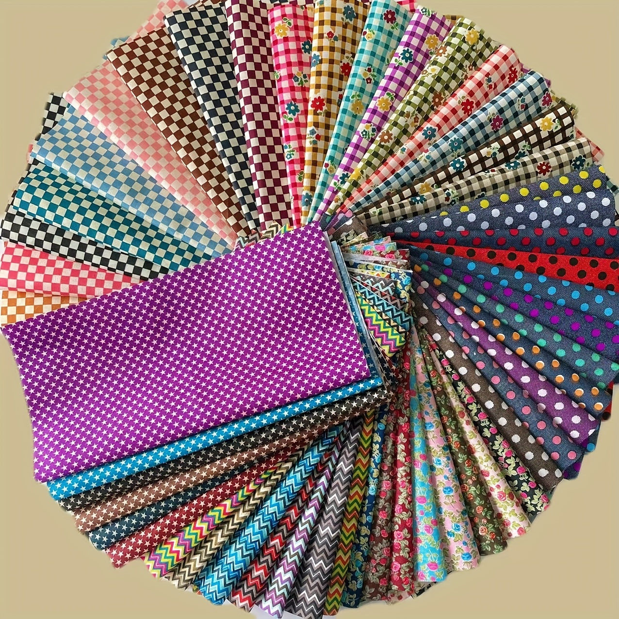 50pcs Random Patterned Polyester Fabric DIY Sewing Scrapbooking Quilting