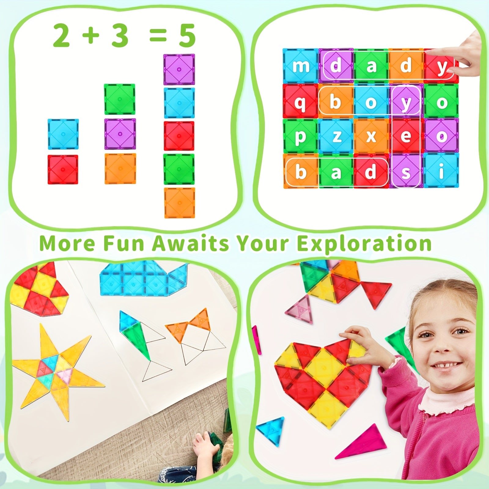 Magnetic Building Blocks Tiles Set for Kids 79pcs Construction Educational Toys