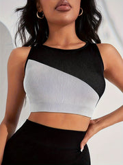 Block Sleeveless Crop Top Beauty Back Sports Tank Top Women's Clothing