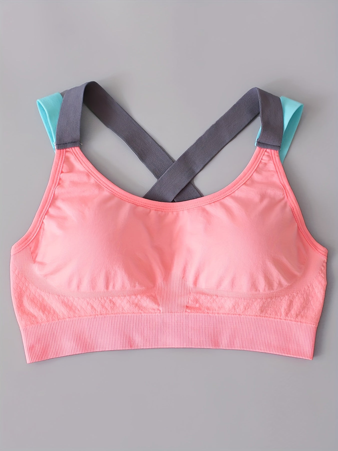 3pcs Colorblock Cross Sport Bras Stretchy Intimates Women's Lingerie