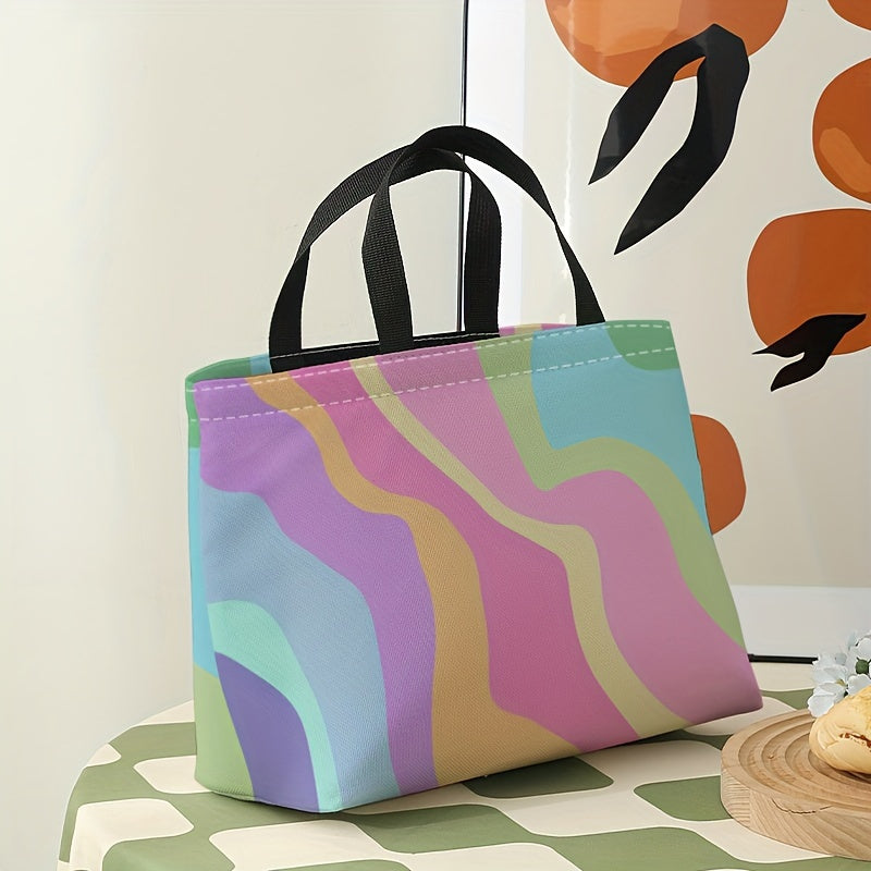 Rainbow Stripes Lunch Bag Waterproof Insulated Cooler Bag