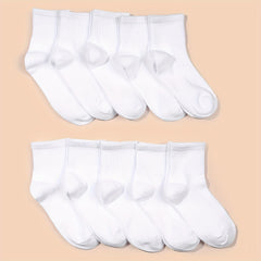 10 Pairs Kids Crew Socks Soft Breathable Children's Daily Wear Socks
