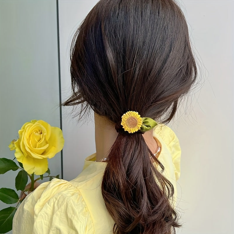 Sunflowers Decor Hair Tie Hair Bands Ponytail Holders Girls Hair Accessories