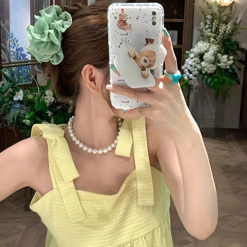 Mesh Layer Hair Claw Flower Shark Claw Ponytail Holder Hair Accessory