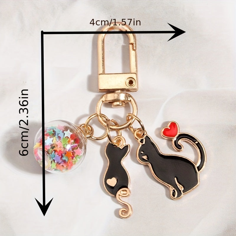 Cartoon Cat Keychain Animal Key Ring Purse Handbag Car Charm Phone Pendant Gift