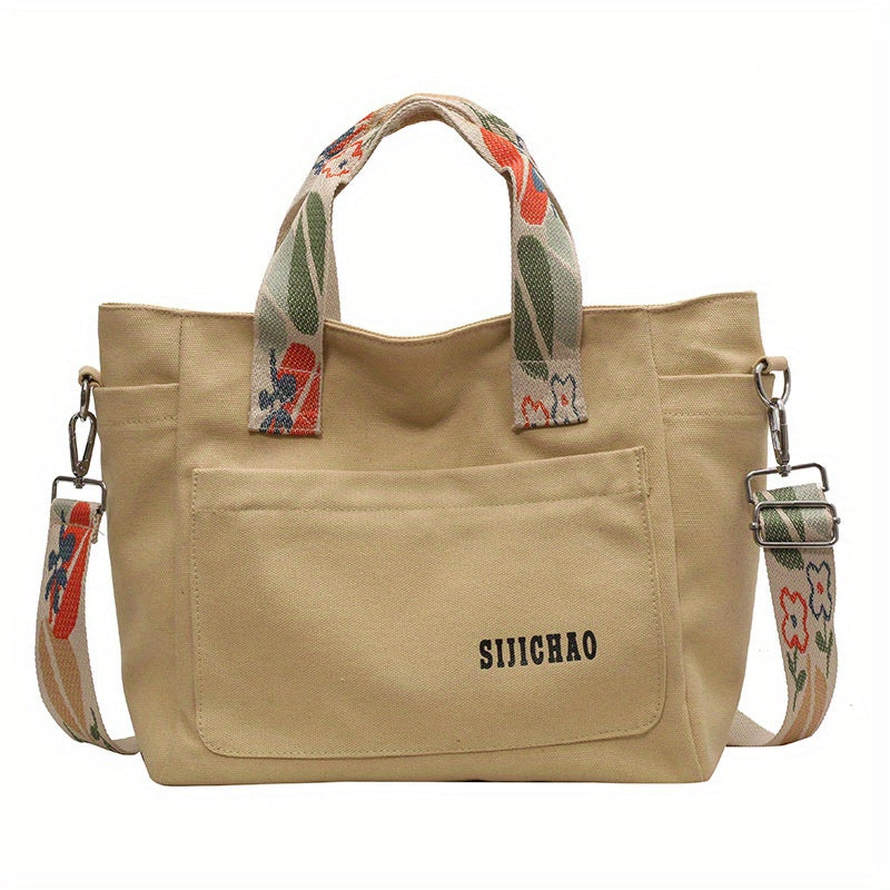 Vintage Canvas Crossbody Bag Retro Large Capacity Tote Women's Handbag