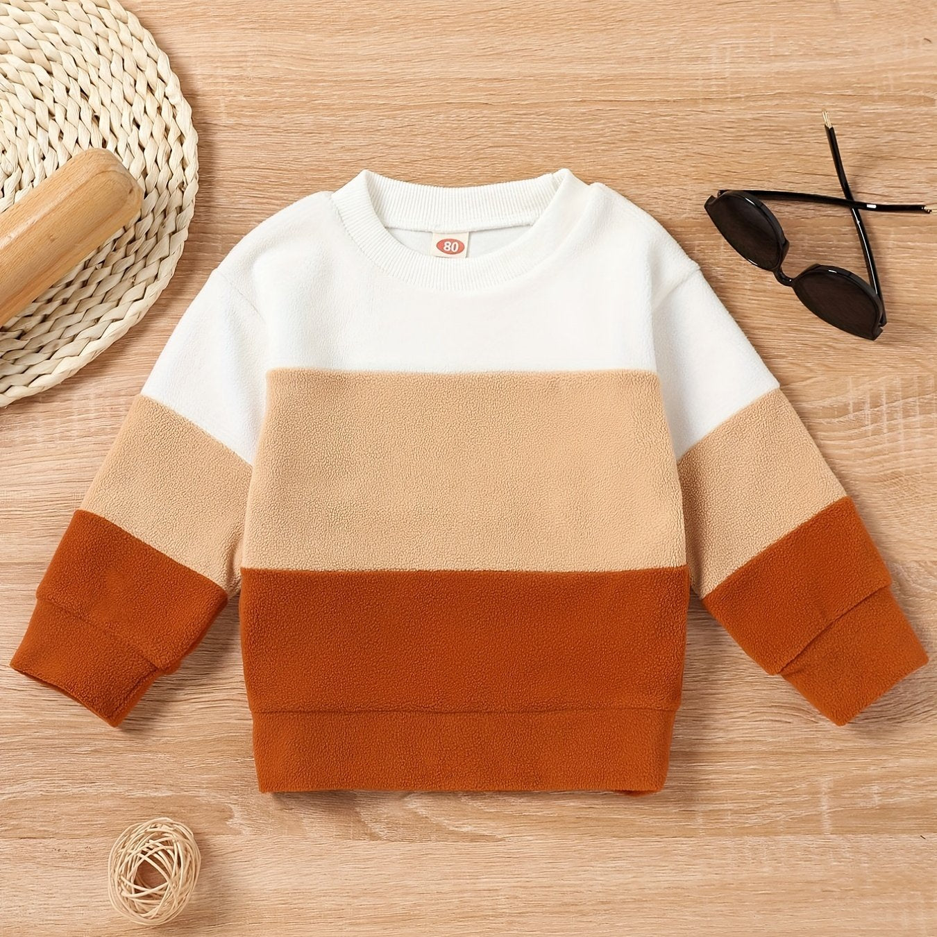 Infant Stylish Block Sweatshirt Cotton Long Sleeve Pullover
