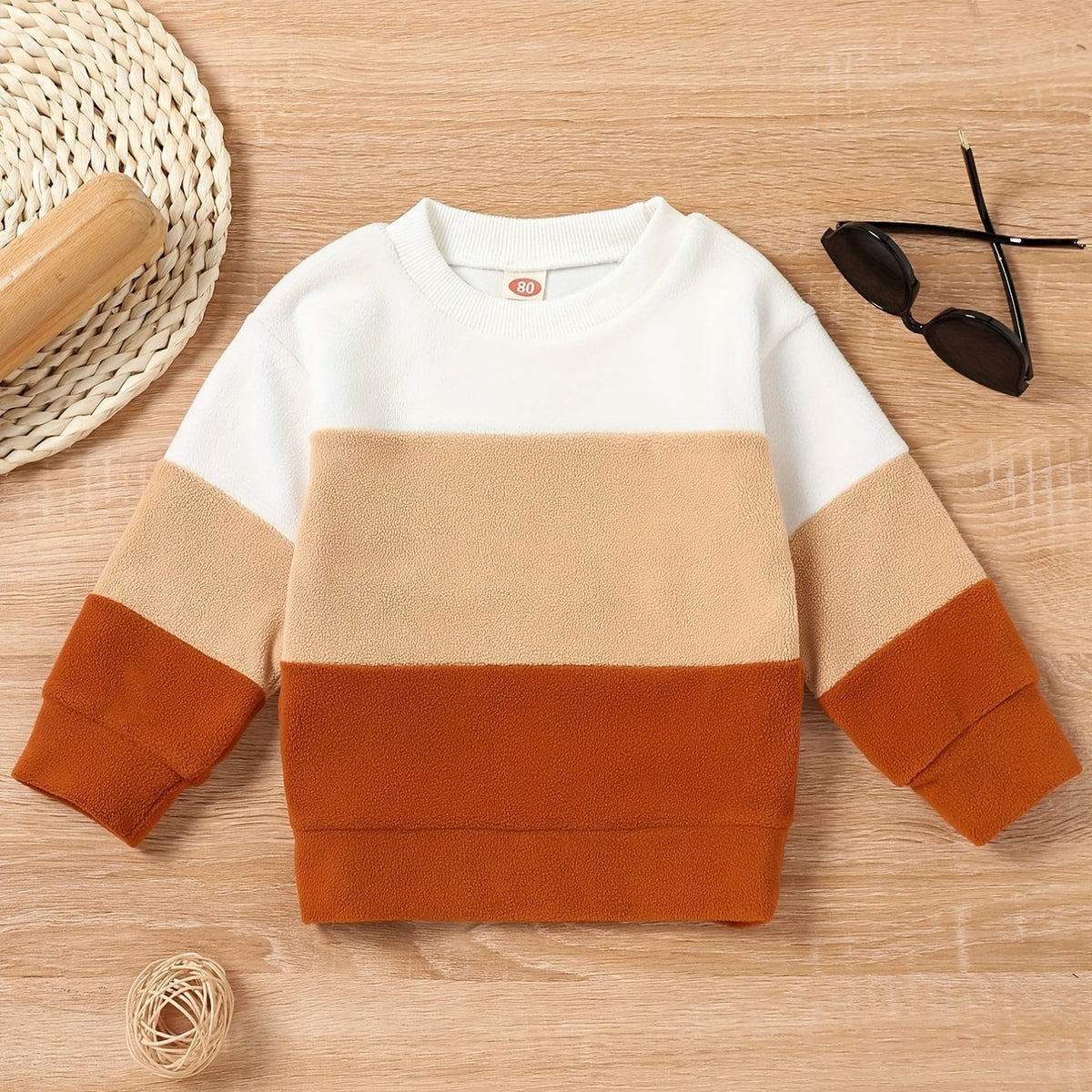 Infant Stylish Block Sweatshirt Cotton Long Sleeve Pullover