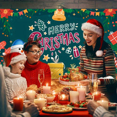 Cute Christmas Party Background Cloth - Snowman & Santa Claus