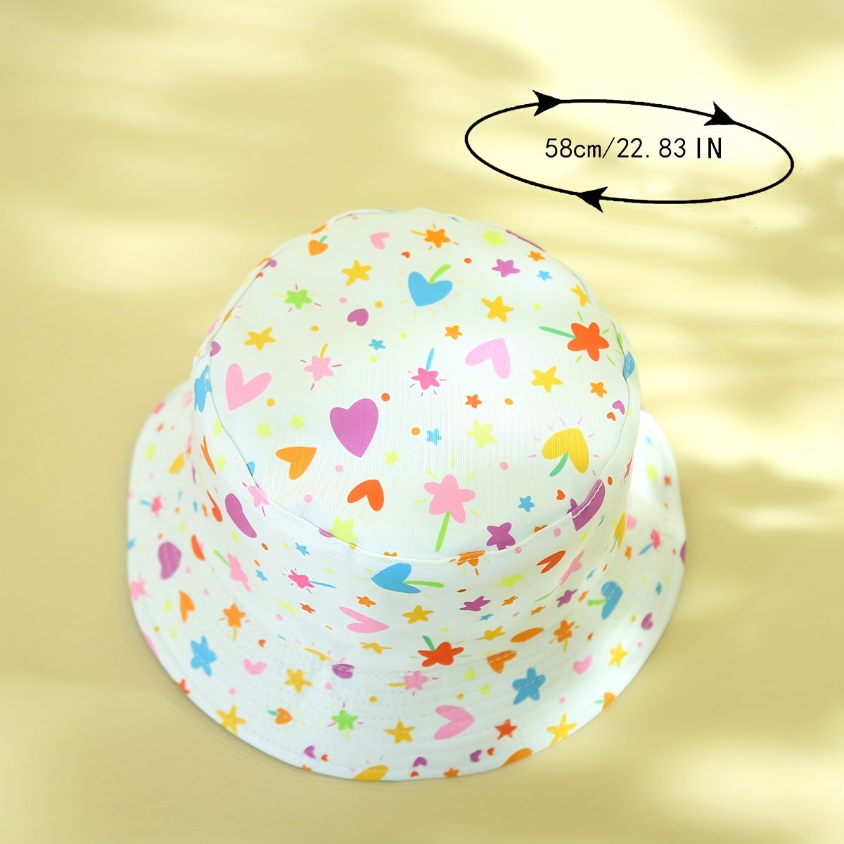 Colorful Heart Print Bucket Hat Reversible Sunscreen Beach Hats