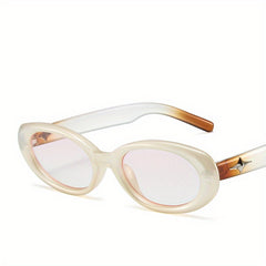 Y2K Oval Sunglasses Punk Star Charm Gradient Glasses UV400