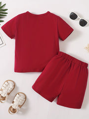 2 Boys Cotton Tees & Short Set Casual Summer Kids Outfits