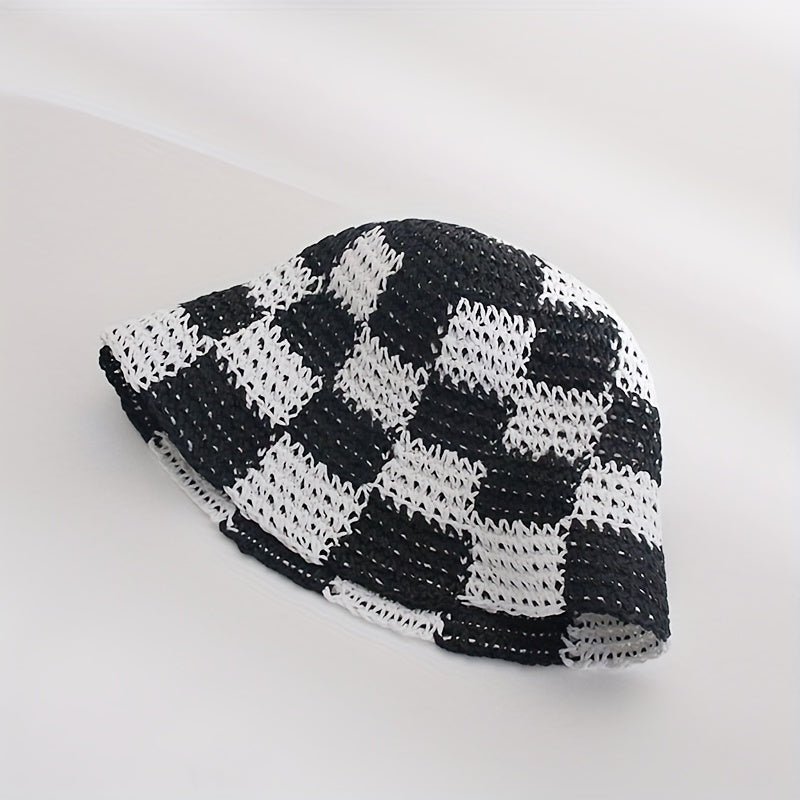 Crochet Bucket Hat Straw Sun Hat Breathable Travel Beach Hats
