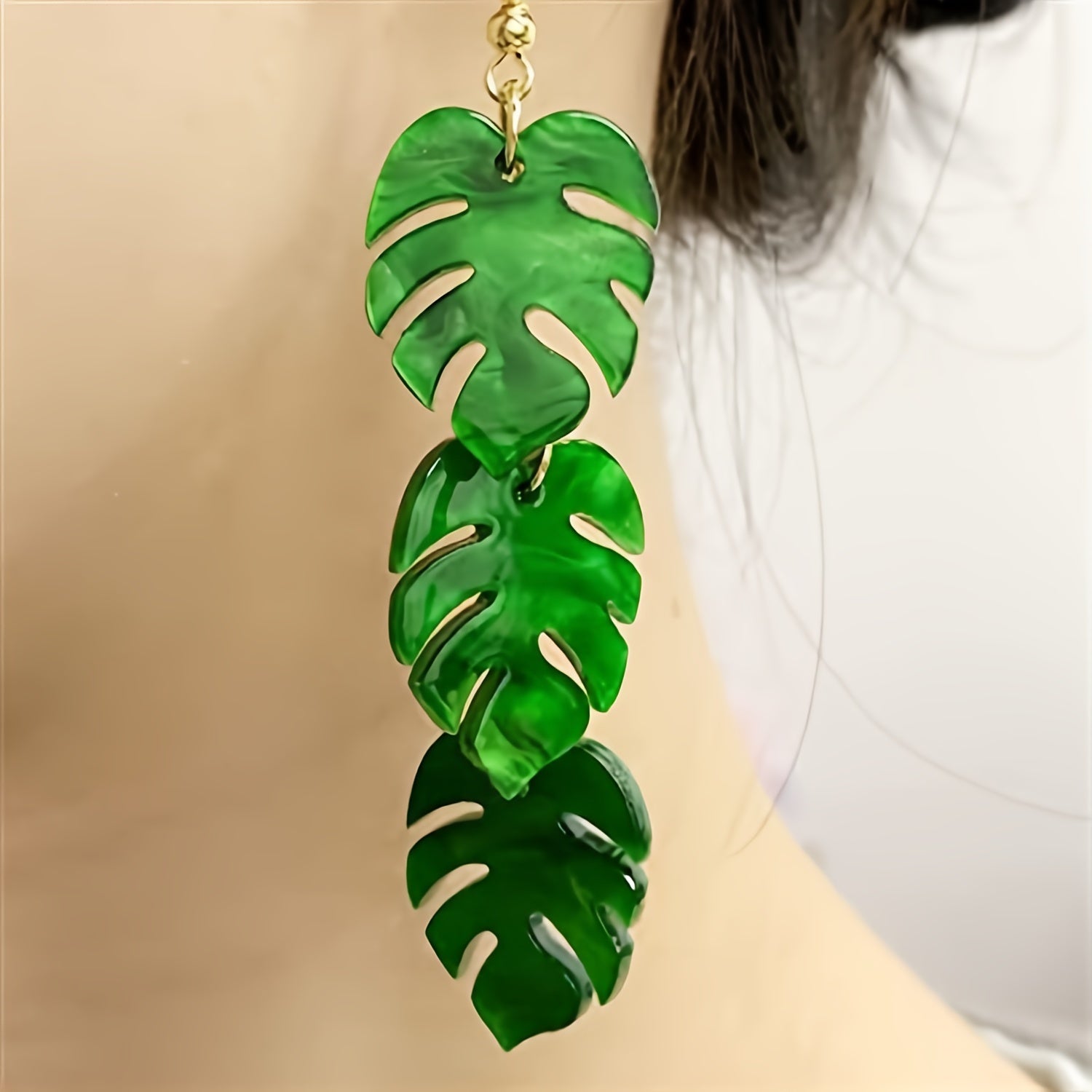 Tropical Green Plant Charms Earrings - Nature Lover Gift